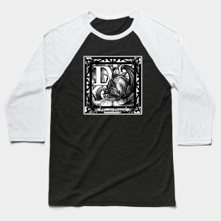 D is For Dragon Flower - White Outlined Version Baseball T-Shirt